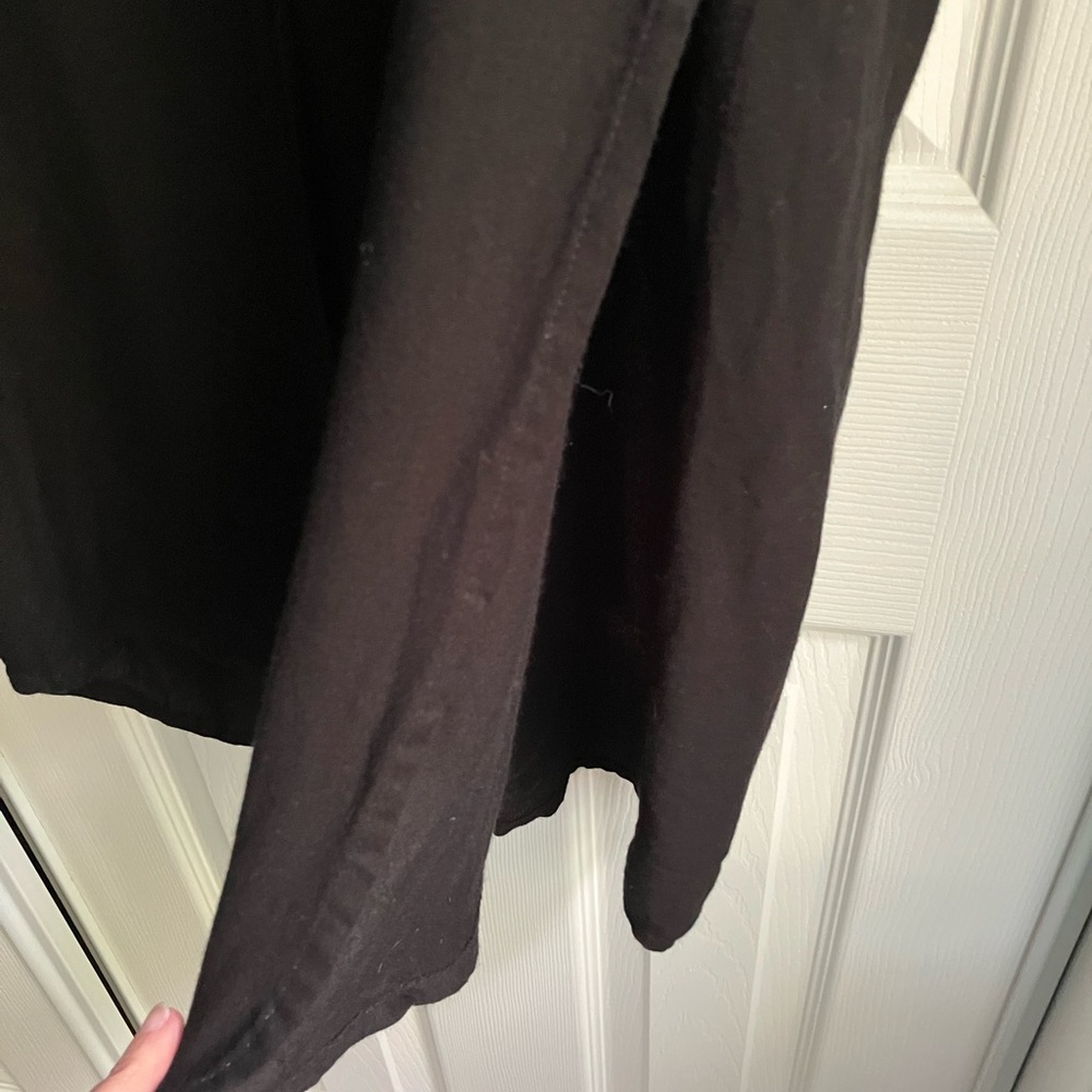 Aura Solid Black Maxi Dress Button Front Collar A… - image 5